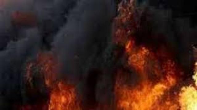 مأرب : اندلاع حريق على خط صافر