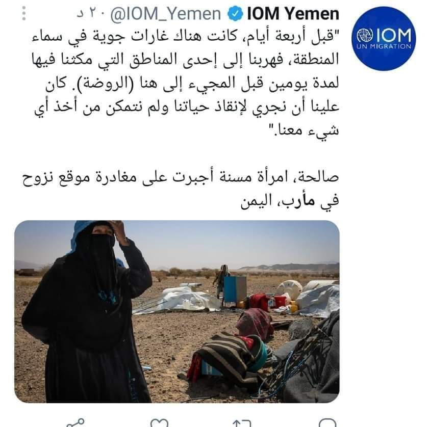 رسميا .. منظمة دولية تتهم التحالف باستهداف مخيمات النازحين في مأرب